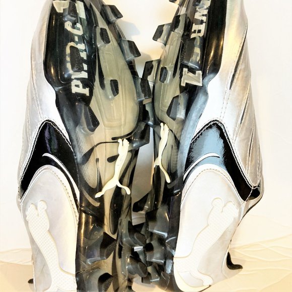 NEW Puma Soccer Shoes Cleats Power Cat-1 Men 9 Silver Black FREE SHIPPING main image 3